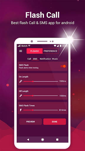 Turn on flashlight, Flash on call and sms Blinking screenshot 1