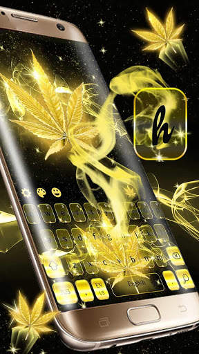 Golden Weed Rasta Shiny Keyboard Theme screenshot 3