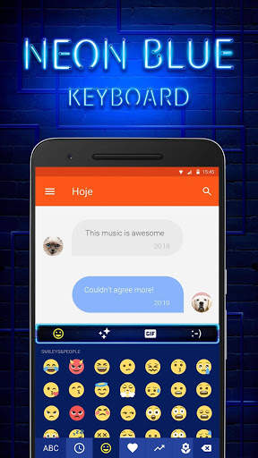 Neon Blue Keyboard Theme & Emoji Keyboard screenshot 1