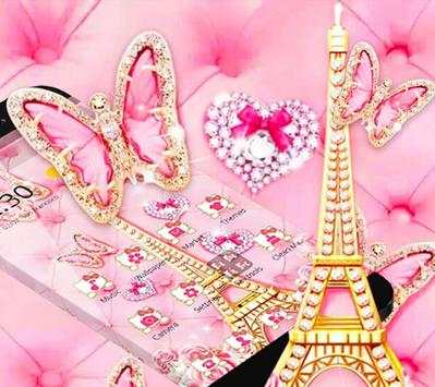 Pink Butterfly Eiffel Kitty Theme screenshot 3
