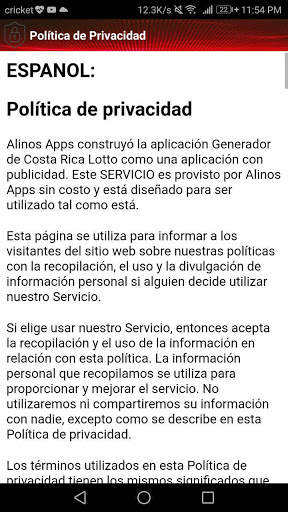 Generador de Costa Rica Lotto 7 تصوير الشاشة