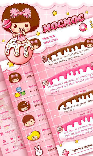 GO SMS LOVE CANDY MOCMOC THEME screenshot 1