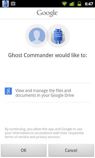 GhostCommander plugin: GDrive screenshot 1
