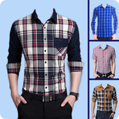 Men Check Shirt Photo Suit - Man Casual Shirt icon