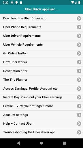 User guide for Uber driver app screenshot 1