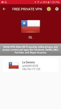 Free VPN - Chile VPN Unlimited Security Proxy VPN screenshot 1