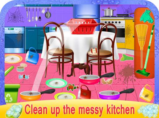 Girls House Dish Washing Kitchen Cleaning Game screenshot 2