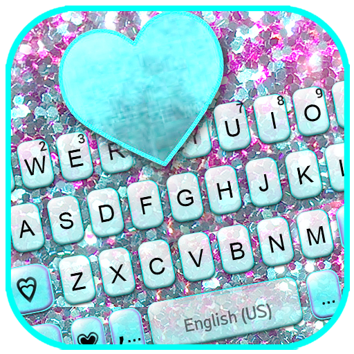 Glitter Cyan Heart Keyboard Background icon