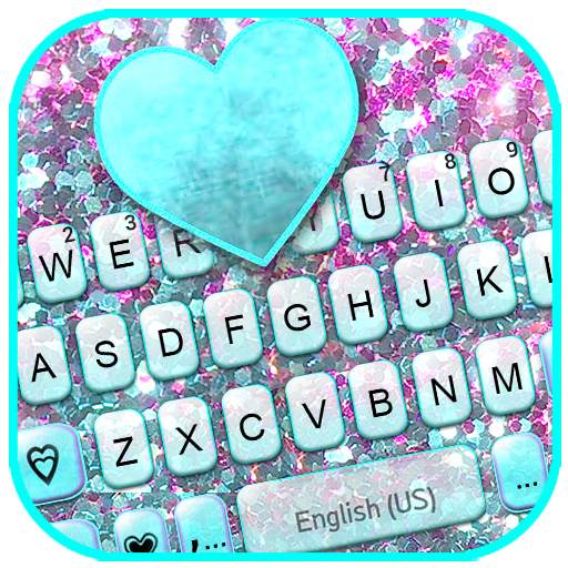 Glitter Cyan Heart Keyboard Background 1.0