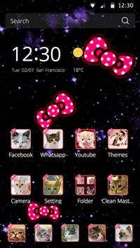 Cute Cat Theme Pink Bowknot Kitty Head Icons screenshot 1