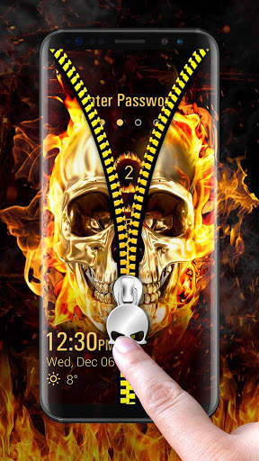 Skull & zipper style lock screen 2 تصوير الشاشة