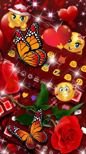Lovely Red Rose Heart Keyboard theme 3 تصوير الشاشة