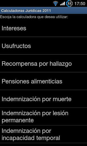 Calculadoras Jurídicas 2011 screenshot 1