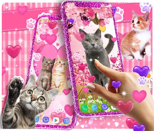 Cute pink kitty live wallpaper screenshot 2