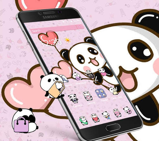 Pink cartoon Cute Panda Wallpaper screenshot 1