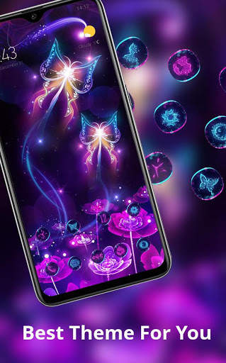 Flower theme | shining flying butterflies screenshot 2