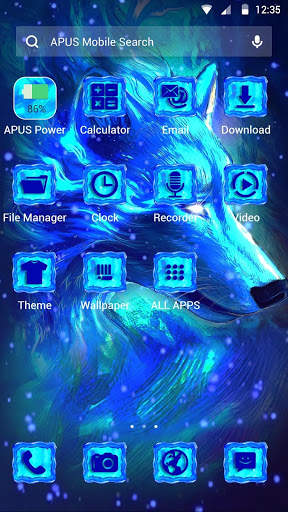 Blue Ice Wolf APUS Launcher theme screenshot 2