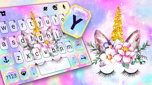 Tema Keyboard Galaxy Floral Unicorn screenshot 1