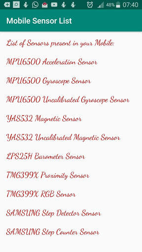 Mobile Sensors screenshot 1