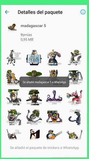 Stickers de Madagascar para WhatsApp  WAStickerApp screenshot 3