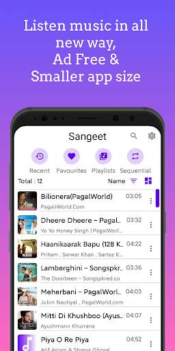 Sangeet : Songs & Music Player screenshot 1