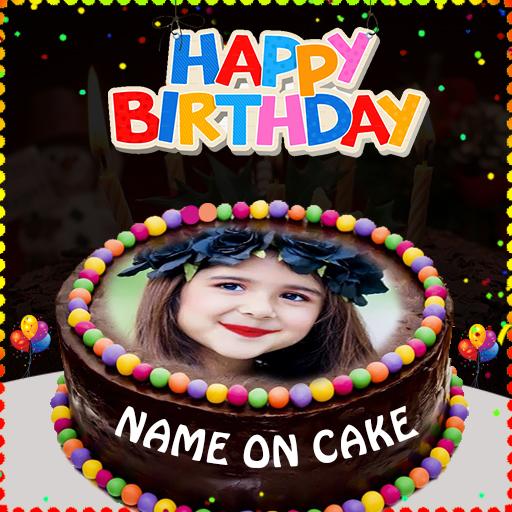 Happy Birthday Photo frame with Name Photo on Cake icon