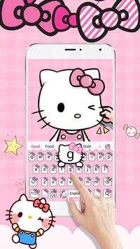Tema Keyboard Kartun Pink Cute Kitty screenshot 3
