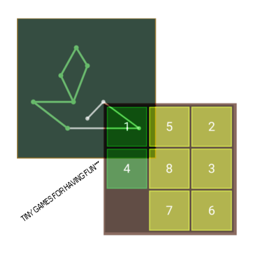Number Klotski puzzle and one line connecting icon