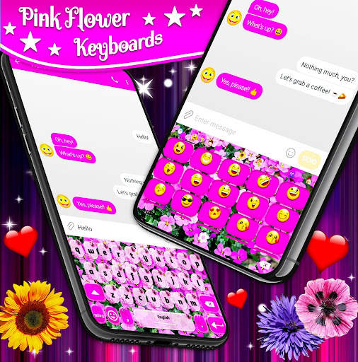 Pink Flowers Keyboard 🌺 Spring Girly Theme screenshot 1