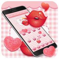 Pink wallpaper sexy red lips sweet theme