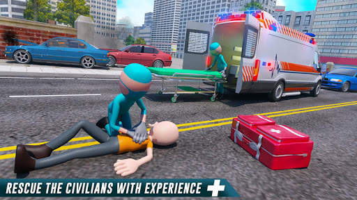 Stickman Ambulance Roof Jumping - Rooftop Stunts screenshot 3