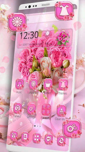 Glossy Pink Roses Launcher Theme screenshot 2