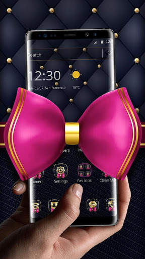 Black Leather Pink Bowknot Theme 1 تصوير الشاشة