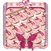 Pink Sparkling Diamond Butterfly Keyboard Theme icon