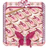 Pink Sparkling Diamond Butterfly Keyboard Theme 6.3.24.2019