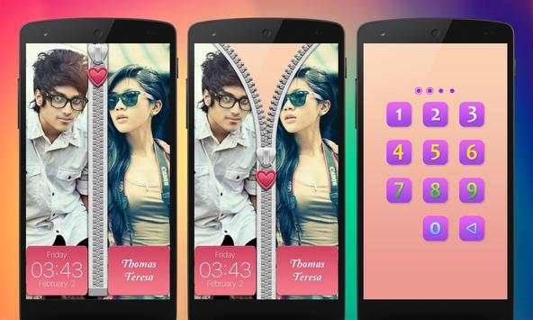 Couple Photo Zipper Lock Screen screenshot 1