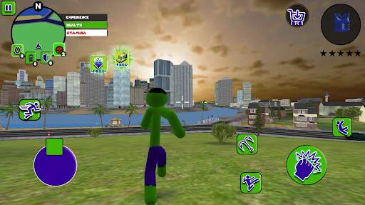Incredible Green Monster Stickman Rope Hero screenshot 5