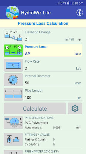 HydroWiz Pipe Flow Hydraulics screenshot 1
