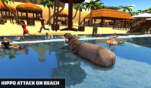 Angry Hippo Attack Simulator-City & Beach Attack screenshot 5