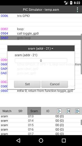 PICmicro simulator and assembler screenshot 15