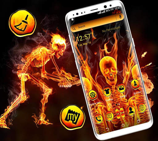 Flaming Skeleton Launcher Theme screenshot 2