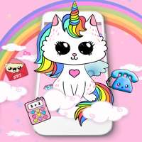 Cute Rainbow Unicorn Cat Theme logo