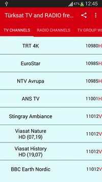 Turksat TV and Radio Frequencies screenshot 1