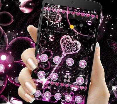 Pink Black Diamond Glitter Hearts Theme screenshot 2