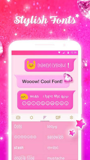 Pink Diamond Keyboard Theme - Emoji&Gif screenshot 3