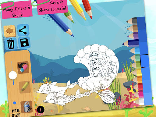 Mermaid coloring pages screenshot 9