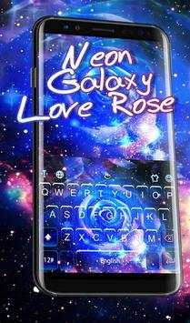 Neon Blue Galaxy Love Rose Keyboard Theme screenshot 1