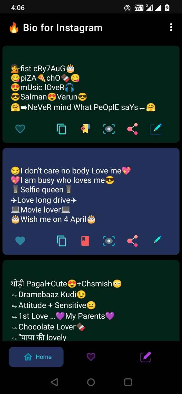 Bio for Instagram -Profile Bio screenshot 1