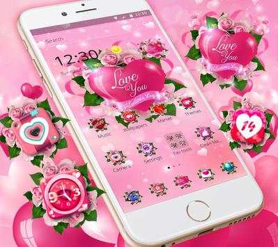 Romantic Love Heart Theme 1 تصوير الشاشة