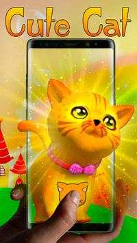 3D Cute Yellow Cat Theme screenshot 1